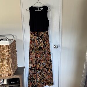 New York & Company Black and Orange Paisley Maxi Dress